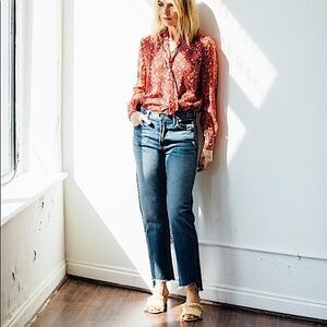 GRLFRND Helena Crop Jeans with Raw Hem in Groovy Situation Wash SZ 28